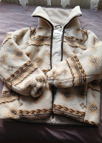 Kahverengi Bohem Kadın Peluş Oversize Ceket - Görsel 2