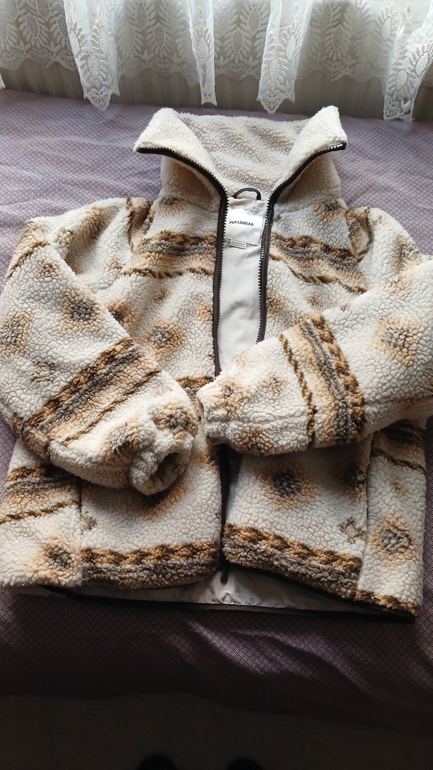 Kahverengi Bohem Kadın Peluş Oversize Ceket - Görsel 2