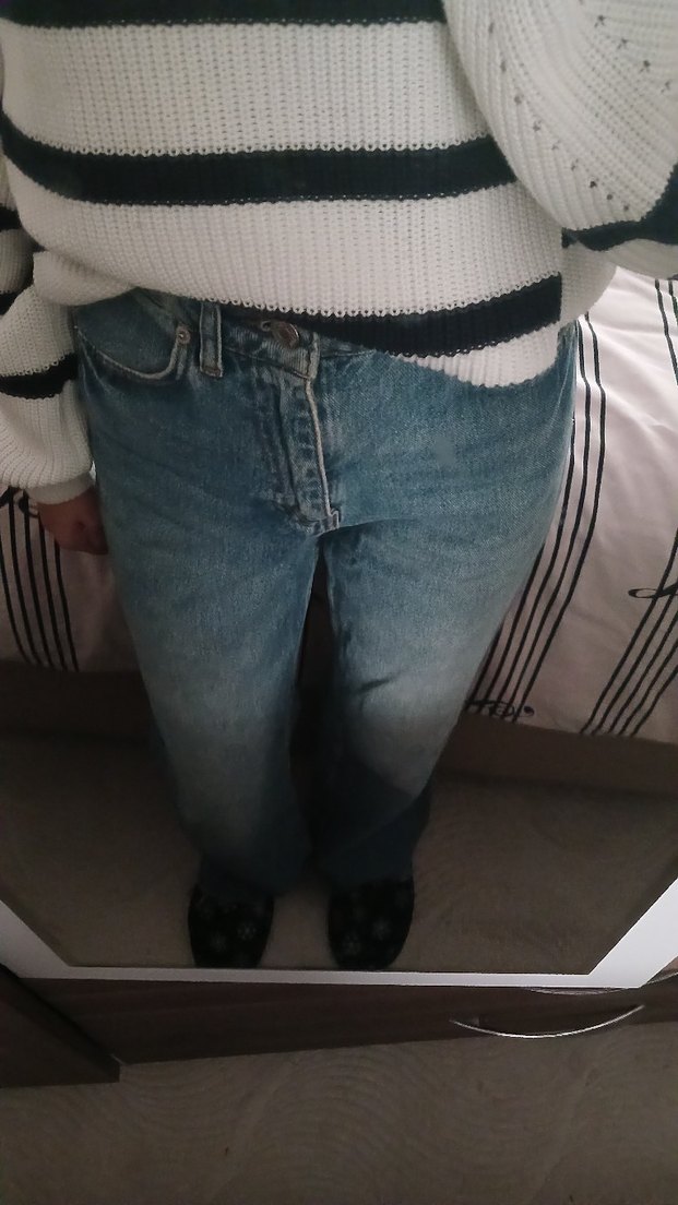 Yırtmaç Detaylı Mavi Kadın Kot Pantolon - Görsel 3