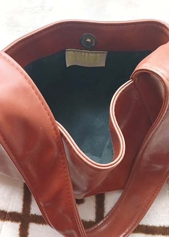 Kiremit Rengi Deri Kadın Omuz Çantası - Görsel 2