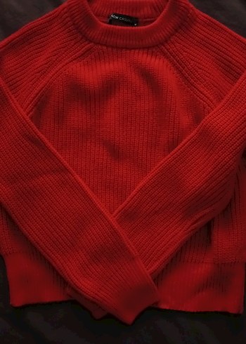 Kırmızı Kadın Triko Bisiklet Yaka Kazak - Görsel 2