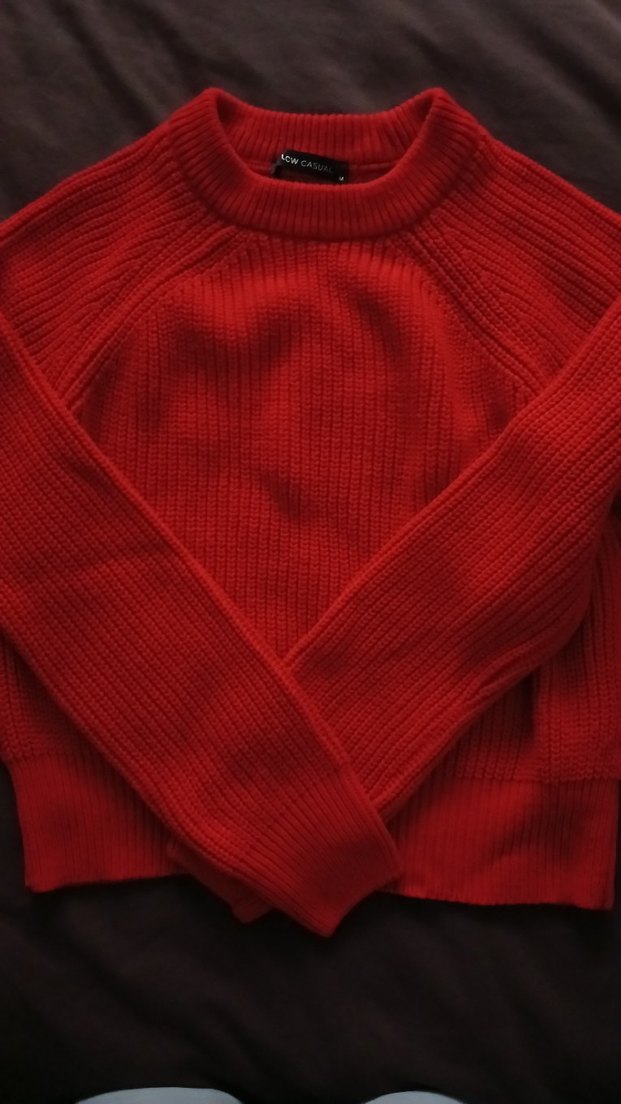 Kırmızı Kadın Triko Bisiklet Yaka Kazak - Görsel 2