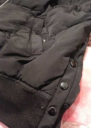 Siyah Kürklü Midi Kadın Kışlık Mont - Görsel 3