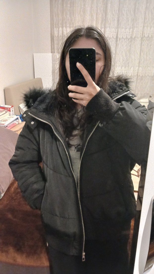 Siyah Kürklü Midi Kadın Kışlık Mont - Görsel 4