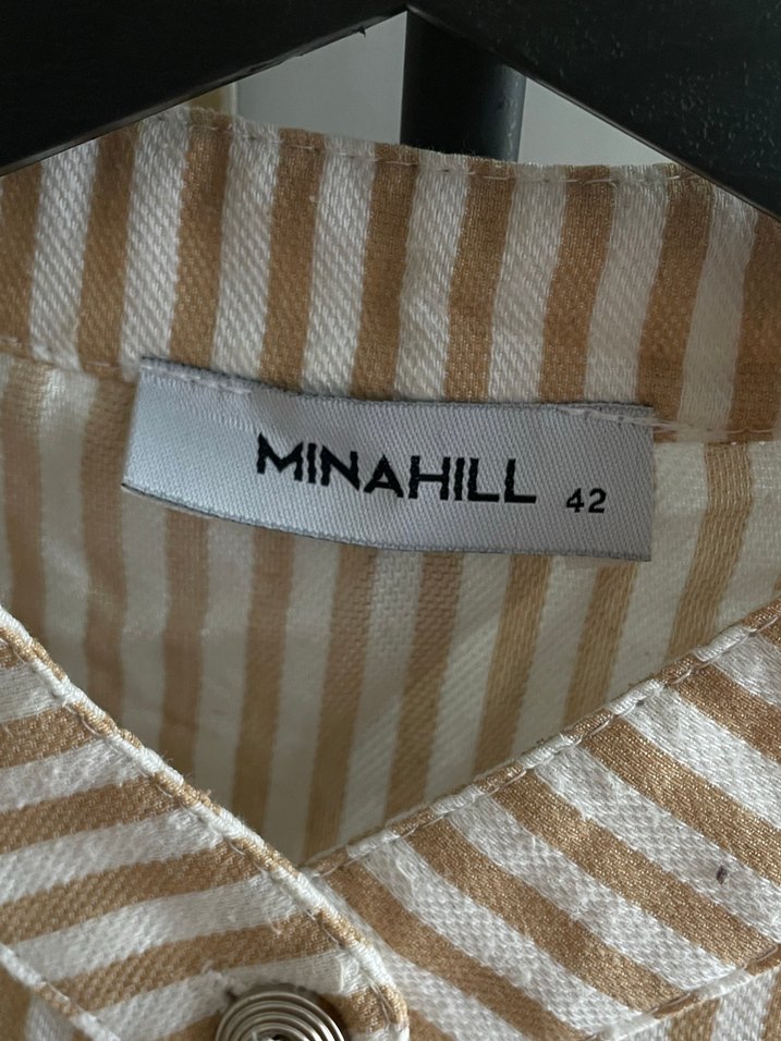 Bej Çizgili Uzun Kollu Kadın Gömlek - Görsel 3