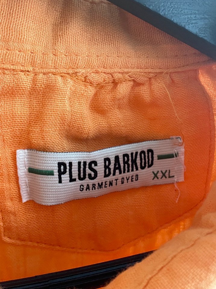 Turuncu Uzun Kollu Keten Gömlek - Görsel 3