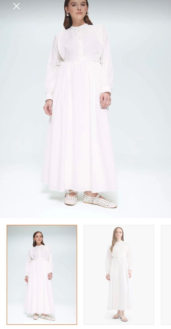 Beyaz Uzun Elbise - Görsel 4