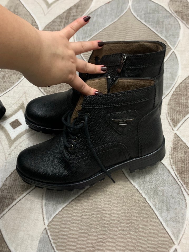 Siyah Deri Bağcıklı Erkek Bot - Görsel 2