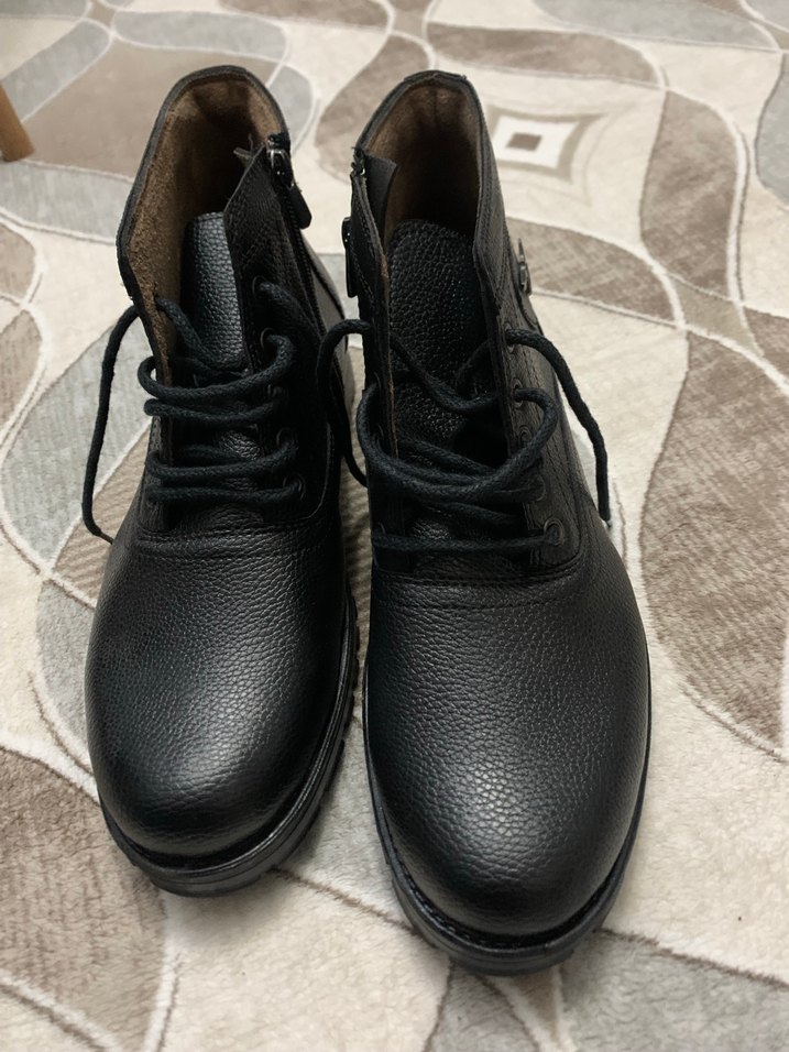 Siyah Deri Bağcıklı Erkek Bot - Görsel 3