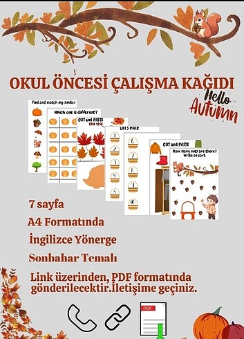 OKUL ÖNCESİ ÇALIŞMA KAĞIDI 