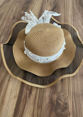 Bej Dantel Detaylı Bohem Kadın Şapka - Görsel 3