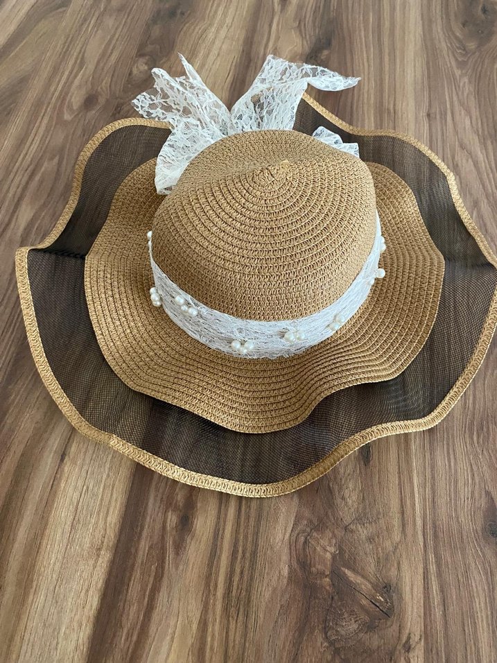 Bej Dantel Detaylı Bohem Kadın Şapka - Görsel 3