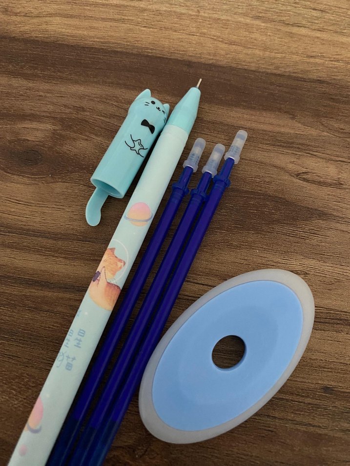 Mavi Kedi Figürlü Jel Kalem ve Yedek Uçlar - Görsel 2