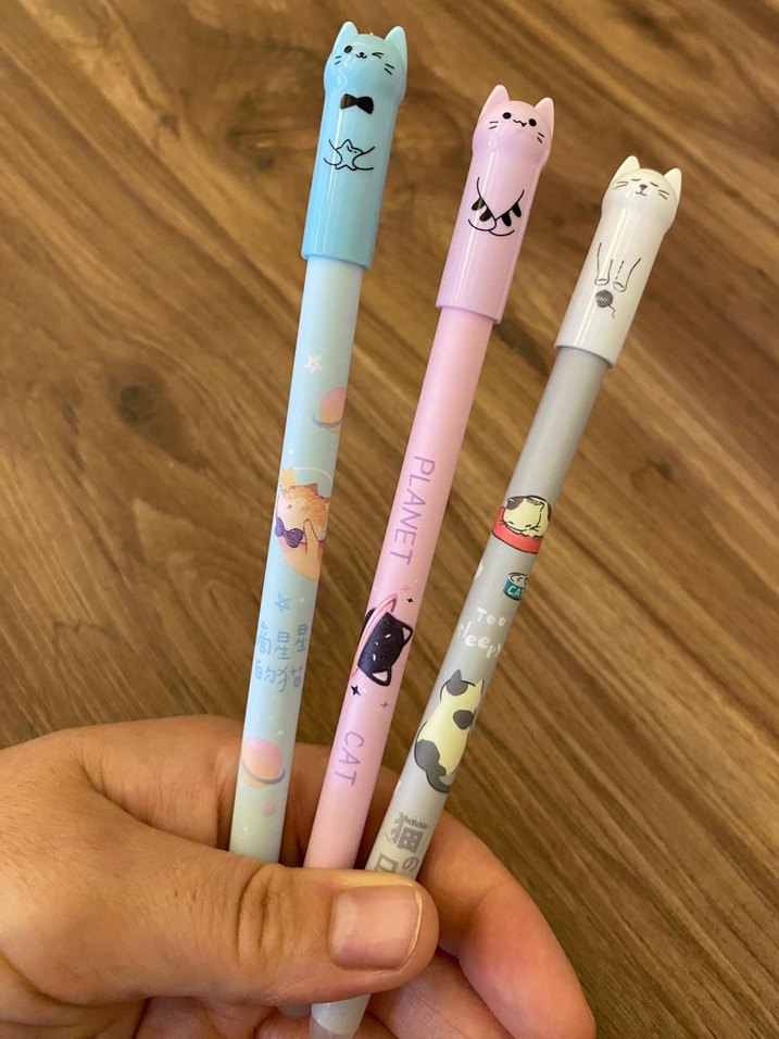 Mavi Kedi Figürlü Jel Kalem ve Yedek Uçlar - Görsel 3