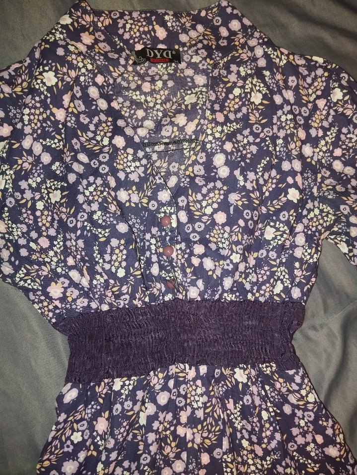 Mor Desenli Uzun Bohem Kadın Elbise - Görsel 2