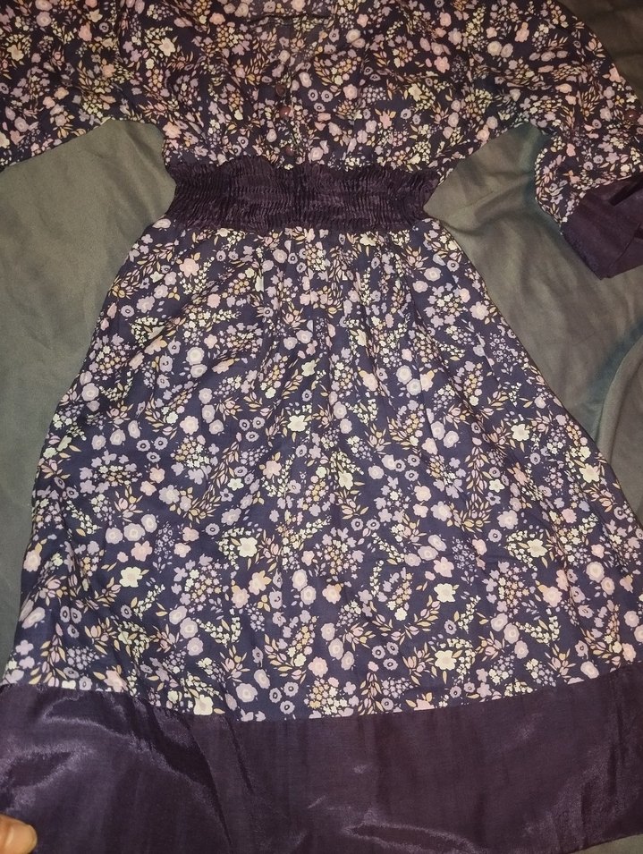 Mor Desenli Uzun Bohem Kadın Elbise - Görsel 3