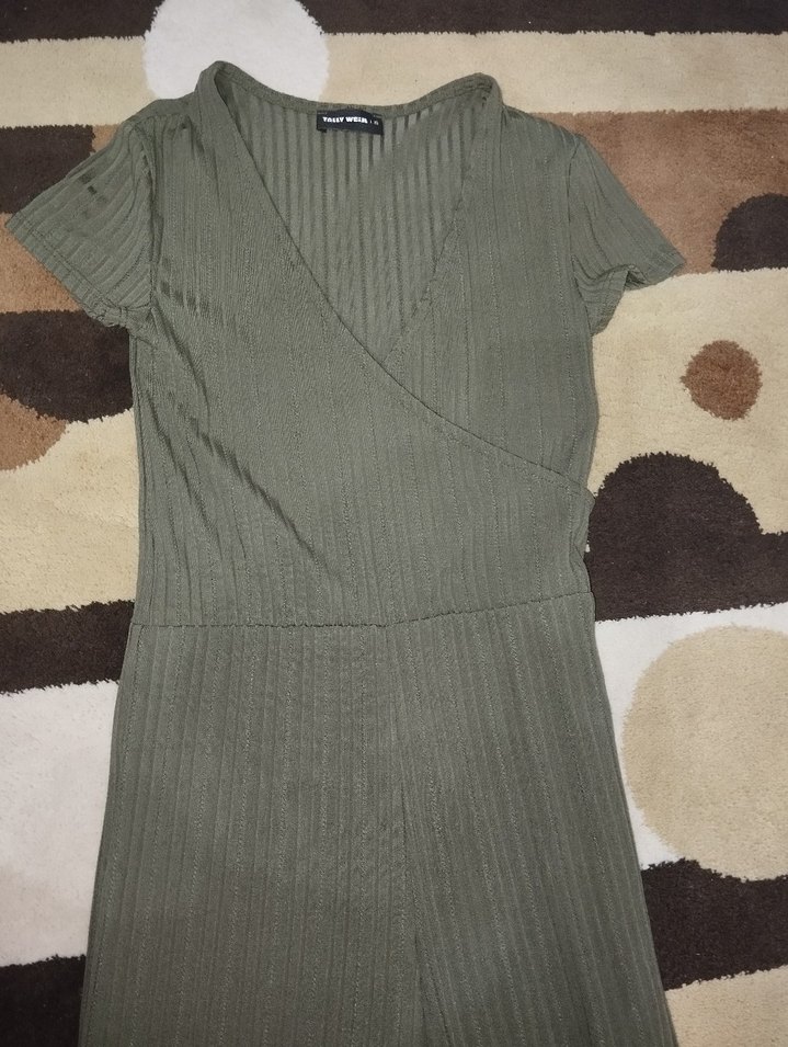 V Yaka Piliseli Uzun haki Tulum - Görsel 2