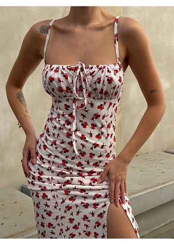 Çiçek Desenli Uzun Bohem Elbise - Görsel 2