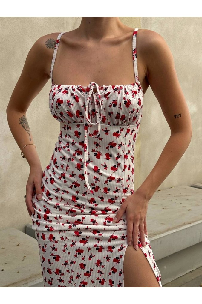 Çiçek Desenli Uzun Bohem Elbise - Görsel 2