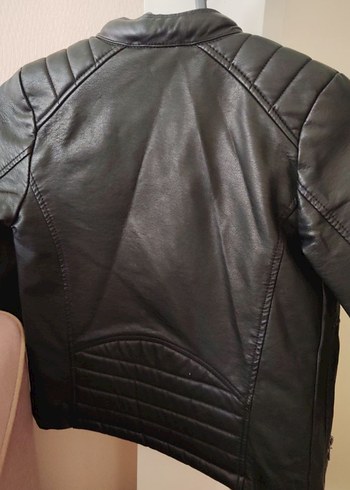 Erkek Çocuk Siyah Deri Biker Ceket - Görsel 4