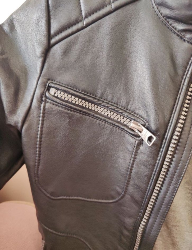 Erkek Çocuk Siyah Deri Biker Ceket - Görsel 5