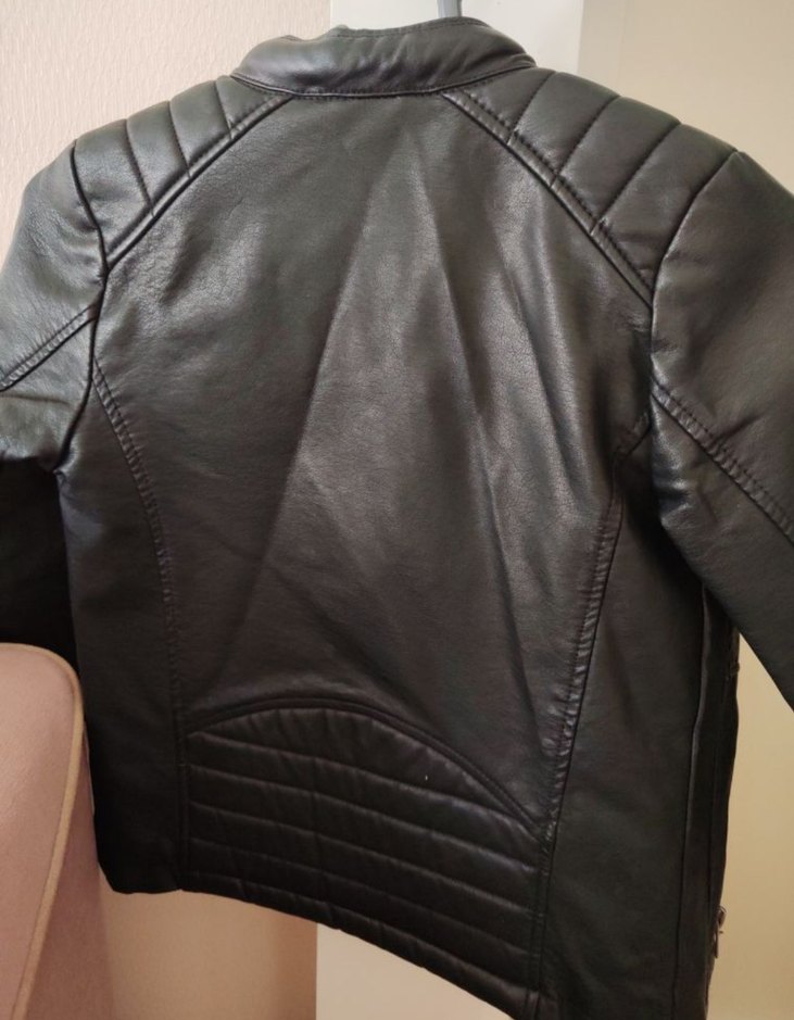 Erkek Çocuk Siyah Deri Biker Ceket - Görsel 4