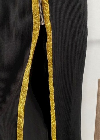 Gold İşlemeli Uzun Halter Yaka Kadın Elbise - Görsel 6