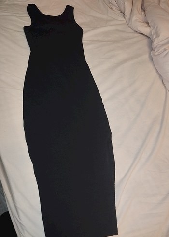 Siyah V Yaka Kadın Uzun Elbise - Görsel 4