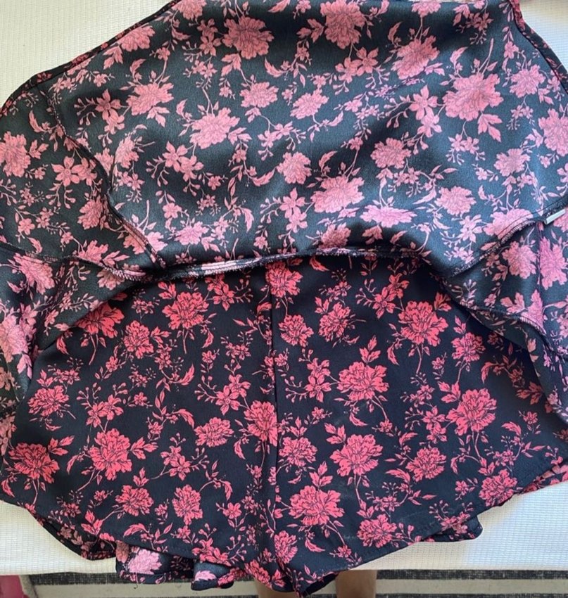 Pembe Çiçek Desenli Kadın şort etek - Görsel 2