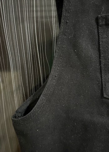 Siyah Gevşek Kesim Kısa Askılı Denim Tulum - Görsel 6