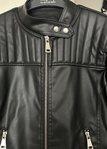 Siyah Deri Biker Ceket - Görsel 3