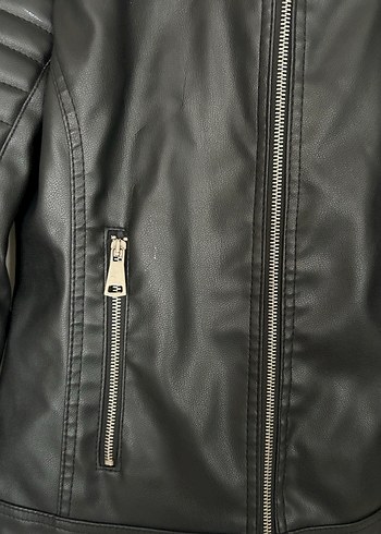 Siyah Deri Biker Ceket - Görsel 2