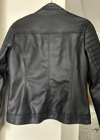 Siyah Deri Biker Ceket - Görsel 5