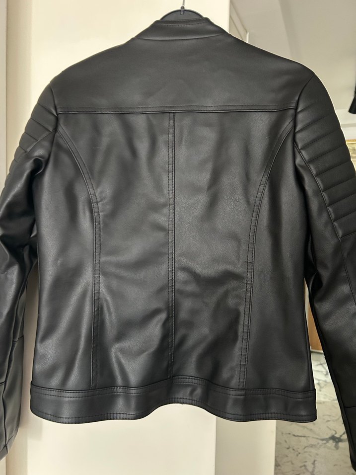 Siyah Deri Biker Ceket - Görsel 5