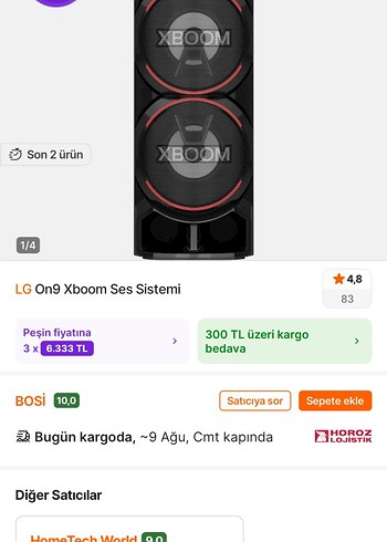 LG On9 Xboom Siyah Ses Sistemi