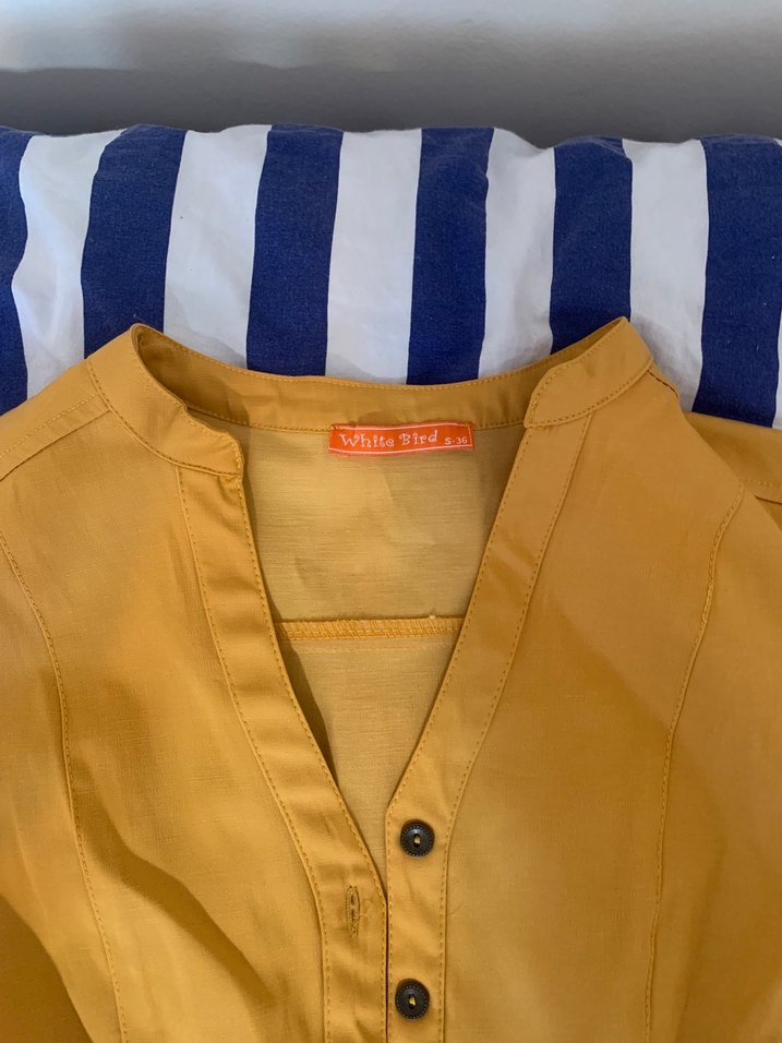 Sarı Düğmeli Midi Kadın Elbise - Görsel 2