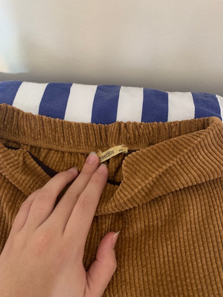 Streetbox Kadın Kahverengi Süet Piliseli Geniş Paça Pantolon - Görsel 2