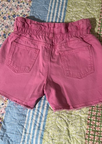 Pembe Renkli Fırfırlı Kız Çocuk Denim Şort - Görsel 3