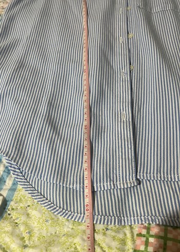 Mavi Çizgili Kolsuz Pamuklu Gömlek - Görsel 4