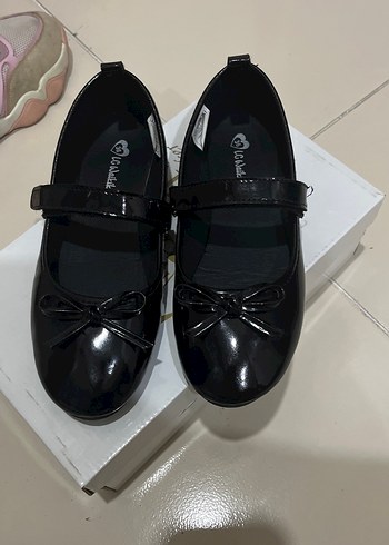 Kız Çocuk Siyah Rugan Babet Ayakkabı - Görsel 2