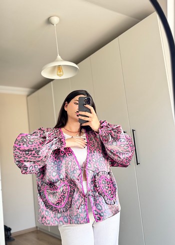 diğer Beden pembe Renk Kalp Cepli Özel Tasarım Ceket