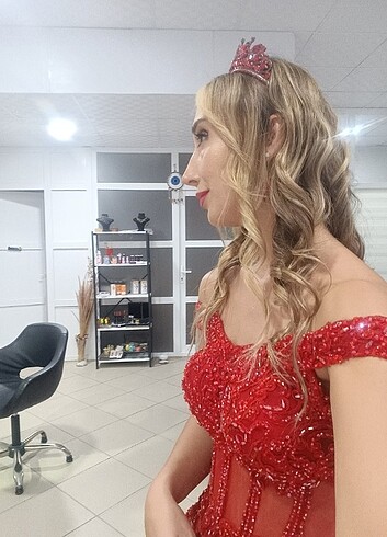 s Beden kırmızı Renk Kına gecesi elbisesi