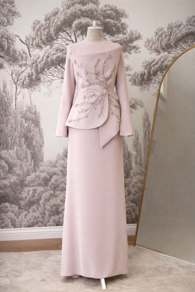 Tesettür zarif abiye elbise - Görsel 2