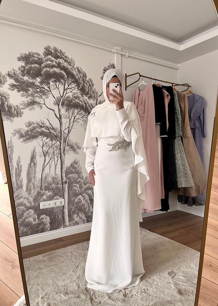 Tesettür abiye zarif nikah söz elbise - Görsel 2