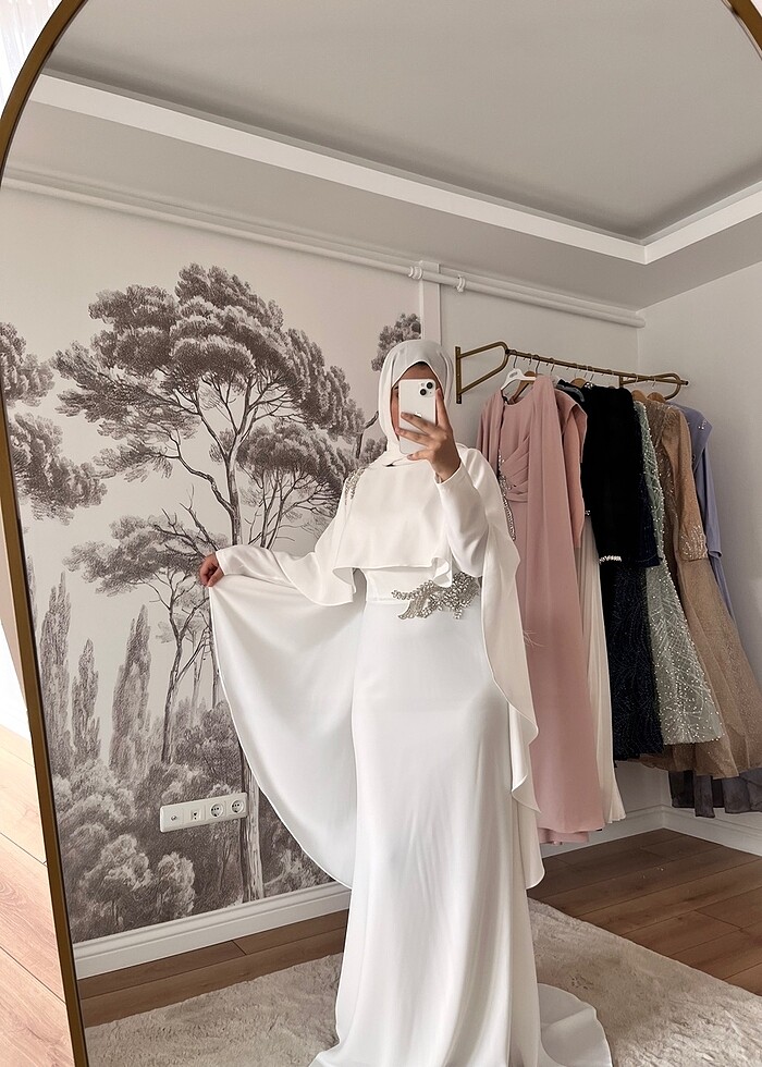 Tesettür abiye zarif nikah söz elbise - Görsel 3