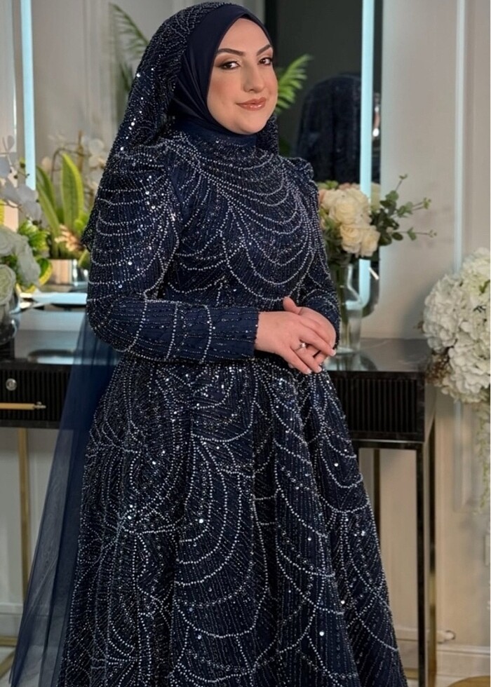 Tesettür taşlı abiye - Görsel 2