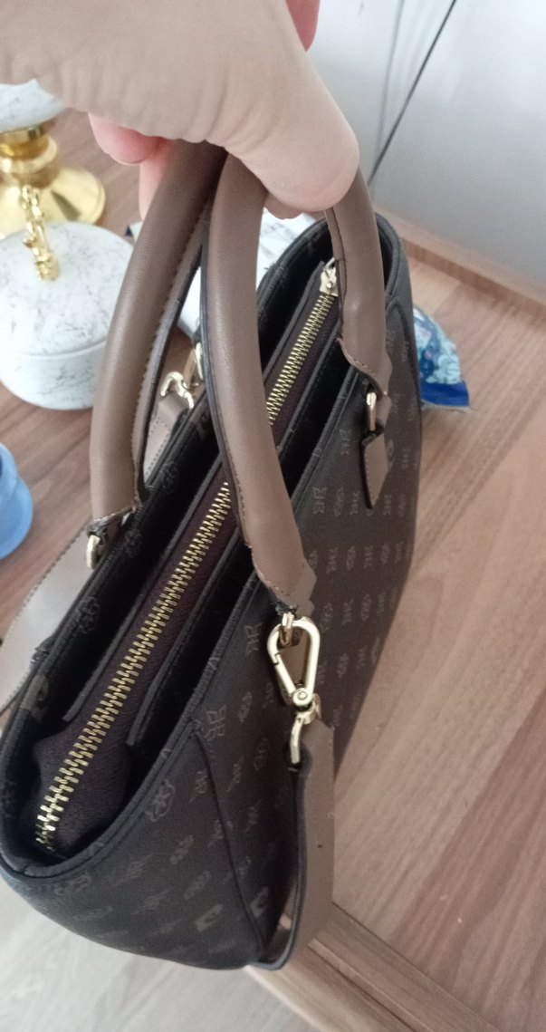 Kahverengi Baskılı Deri Kadın Çanta - Görsel 2