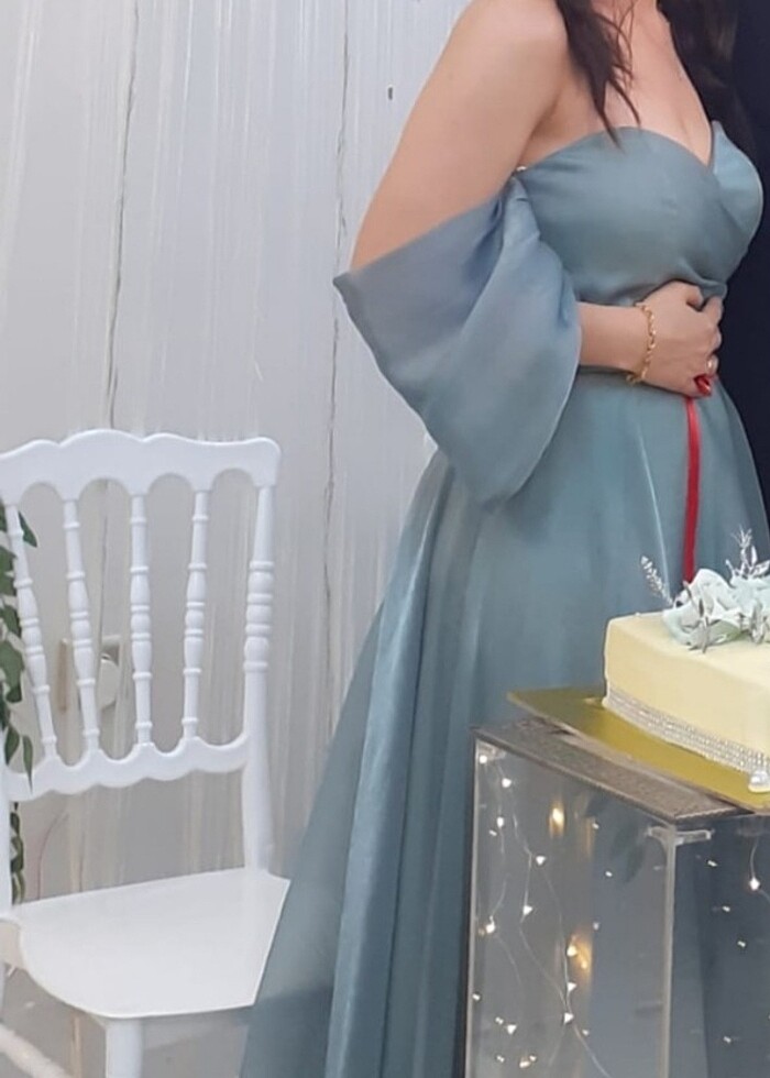 saten abiye. nişan elbisesi - Görsel 2