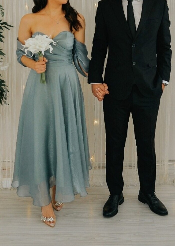 saten abiye. nişan elbisesi - Görsel 3