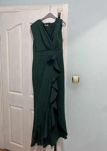 Siyah Drapeli V-Yaka Hamile Abiye Elbise - Görsel 2